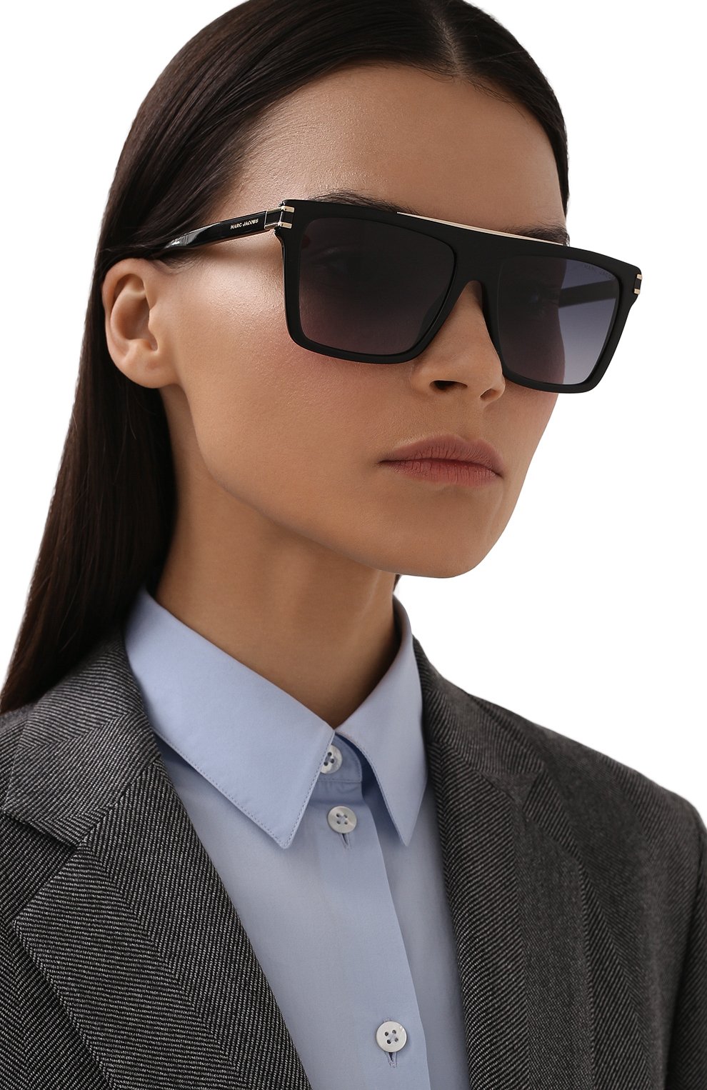  Женские солнцезащитные очки MARC JACOBS (THE) черного цвета, арт. MARC 568 807 | Фото 2 (Кросс-КТ: С/з-унисекс; Тип очков: С/з; Очки форма: Маска; Оптика Гендер: оптика-унисекс)