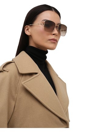 Женские солнцезащитные очки GUCCI коричневого цвета, арт. GG1018SK 003 | Фото 2 (Тип очков: С/з; Очки форма: Квадратные; Оптика Гендер: оптика-женское)