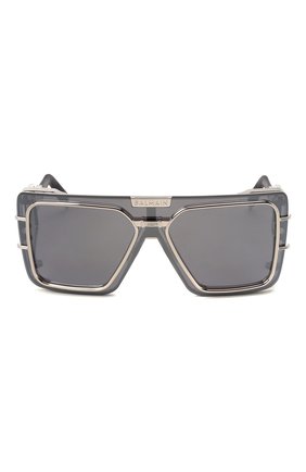 Женские солнцезащитные очки BALMAIN серебряного цвета, арт. BPS-102J | Фото 4 (Кросс-КТ: С/з-унисекс; Тип очков: С/з; Очки форма: Маска, Over-size; Оптика Гендер: оптика-унисекс)