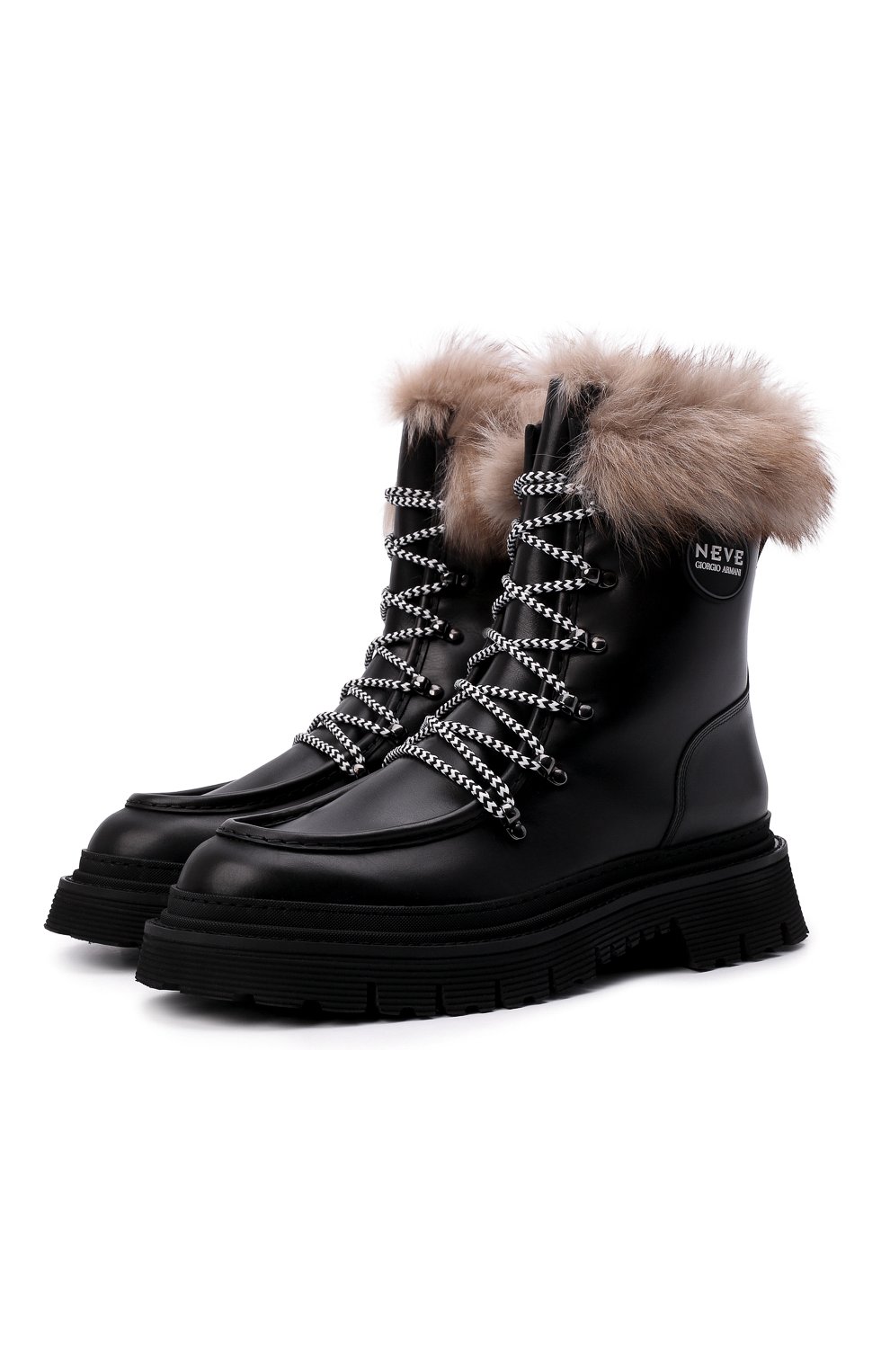 Мужские кожаные ботинки GIORGIO ARMANI черного цвета, арт. X2M336/XN094 | Фото 1 (Каблук высота: Высокий; Материал внешний: Кожа; Материал утеплителя: Натуральный мех; Мужское Кросс-КТ: Хайкеры-обувь, Ботинки-обувь, зимние ботинки; Материал внутренний: Натуральная кожа; Подошва: Массивная)