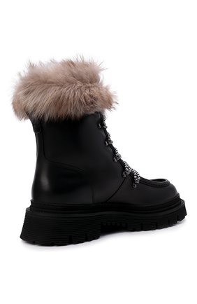 Мужские кожаные ботинки GIORGIO ARMANI черного цвета, арт. X2M336/XN094 | Фото 5 (Каблук высота: Высокий; Материал внешний: Кожа; Материал утеплителя: Натуральный мех; Мужское Кросс-КТ: Хайкеры-обувь, Ботинки-обувь, зимние ботинки; Материал внутренний: Натуральная кожа; Подошва: Массивная)