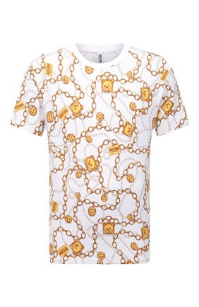 Мужская хлопковая футболка MOSCHINO белого цвета, арт. A1908/8109 | Фото 1 (Материал внешний: Хлопок; Рукава: Короткие; Длина (для топов): Стандартные; Кросс-КТ: домашняя одежда)