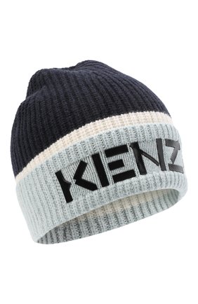 Мужская шерстяная шапка KENZO темно-синего цвета, арт. FB68BU121KC1 | Фото 1 (Материал: Текстиль, Шерсть; Кросс-КТ: Трикотаж)