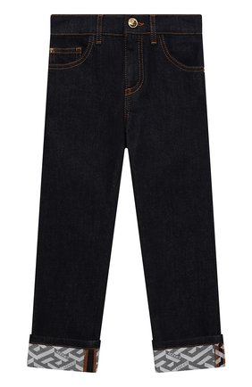Детские джинсы VERSACE темно-синего цвета по цене 36750 руб., арт. 1001676/1A01864/8A-14A | Фото 1 Детские джинсы VERSACE темно-синего цвета, арт. 1001676/1A01864/8A-14A | Фото 1 (Материал внешний: Хлопок; Ростовка одежда: 10 - 11 лет | 140 - 146см, 12 лет | 152 см, 8 лет | 128 см)