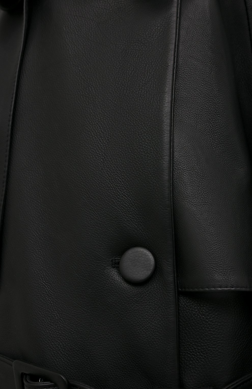 Женское кожаное пальто KHAITE черного цвета, арт. 7049708/NEDDING | Фото 5 (Рукава: Длинные; Длина (верхняя одежда): До колена; Стили: Гранж; Материал внешний: Натуральная кожа; Женское Кросс-КТ: Замша и кожа; 1-2-бортные: Двубортные; Материал подклада: Шелк)