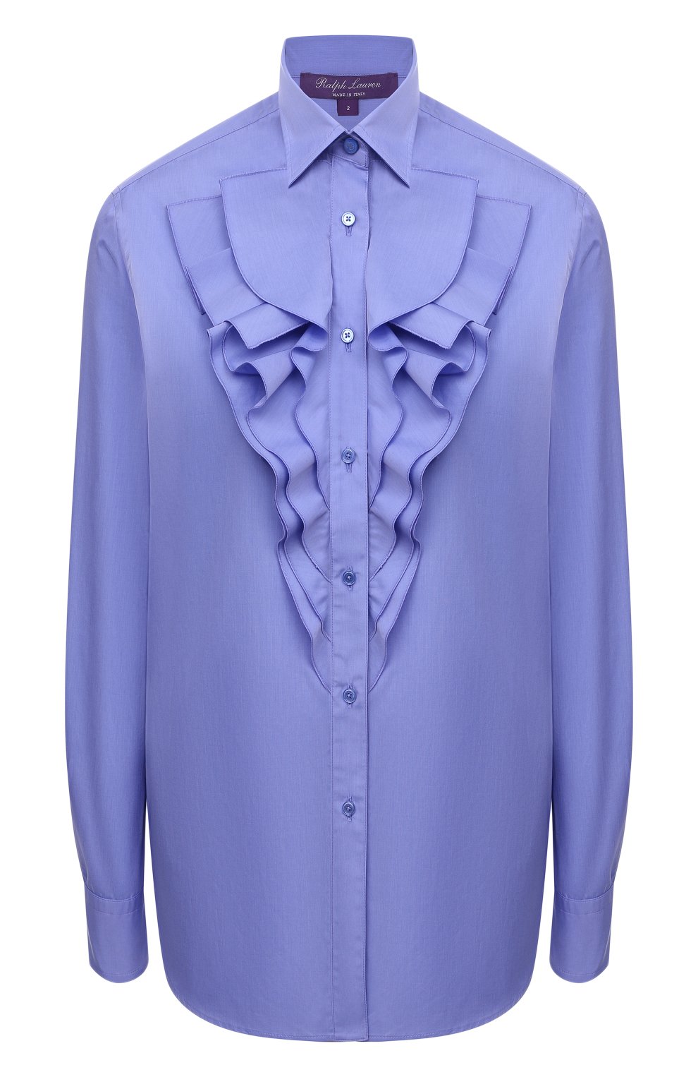 Женская хлопковая блузка RALPH LAUREN голубого цвета, арт. 290864946 | Фото 1 (Рукава: Длинные; Принт: Без принта; Длина (для топов): Стандартные; Материал внешний: Хлопок; Стили: Романтичный; Женское Кросс-КТ: Блуза-одежда)