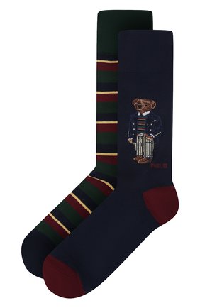 Мужские комплект из двух пар носков POLO RALPH LAUREN разноцветного цвета, арт. 449856180 | Фото 1 (Материал внешний: Хлопок; Кросс-КТ: бельё)