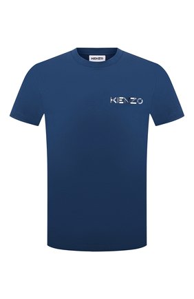 Мужская хлопковая футболка KENZO темно-синего цвета, арт. FB65TS0044SA | Фото 1 (Материал внешний: Хлопок; Длина (для топов): Стандартные; Рукава: Короткие; Принт: С принтом; Стили: Кэжуэл)
