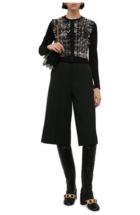 Женский кардиган из шерсти и шелка LANVIN черно-белого цвета по цене 92250 руб., арт. RW-CA0007-K302-H21 | Фото 2 Женский кардиган из шерсти и шелка LANVIN черно-белого цвета, арт. RW-CA0007-K302-H21 | Фото 2 (Материал внешний: Шелк, Шерсть; Рукава: Длинные; Длина (для топов): Укороченные; Стили: Кэжуэл; Женское Кросс-КТ: кардиган-трикотаж)