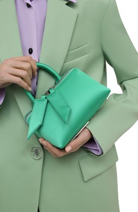 Женская сумка friday mini THE ATTICO зеленого цвета, арт. 221WAH02/V015 | Фото 2 (Размер: mini; Материал: Текстиль; Ремень/цепочка: На ремешке; Сумки-технические: Сумки top-handle; Женское Кросс-КТ: Вечерняя сумка)