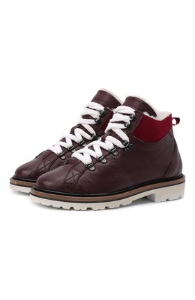 Женские кожаные ботинки KITON бордового цвета по цене 128500 руб., арт. DSSMTZWN00126 | Фото 1 Женские кожаные ботинки KITON бордового цвета, арт. DSSMTZWN00126 | Фото 1 (Материал утеплителя: Натуральный мех; Подошва: Платформа; Материал внешний: Кожа; Каблук высота: Низкий; Каблук тип: Устойчивый; Женское Кросс-КТ: Хайкеры-ботинки)