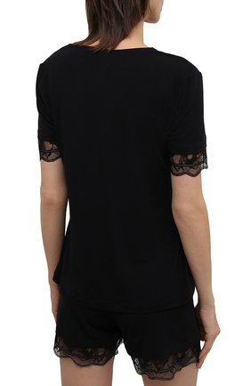 Женская пижама LA PERLA черного цвета, арт. 0044630 | Фото 3 (Длина Ж (юбки, платья, шорты): Мини; Рукава: Короткие; Материал внешний: Синтетический материал; Длина (для топов): Стандартные)