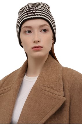 Женская шапка из шерсти и кашемира GANNI бежевого цвета, арт. A3949 | Фото 2 (Материал: Текстиль, Шерсть)