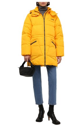 Женская утепленная куртка GANNI желтого цвета, арт. F6450 | Фото 2 (Материал внешний: Синтетический материал; Длина (верхняя одежда): До середины бедра; Рукава: Длинные; Материал подклада: Синтетический материал; Стили: Спорт-шик; Кросс-КТ: Куртка, Утепленный)