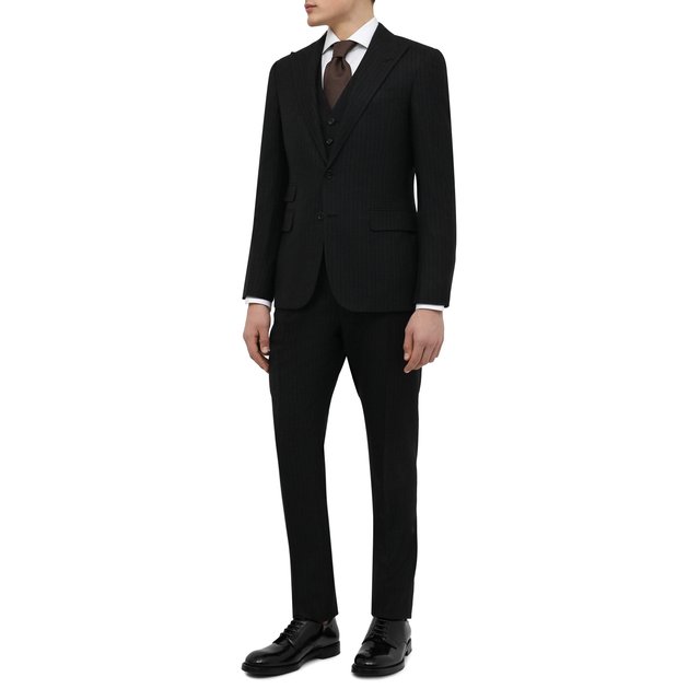 Шерстяной костюм-тройка Ralph Lauren серого цвета