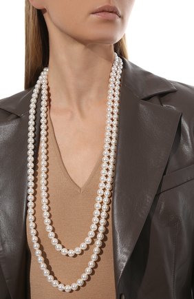 Женское колье SAINT LAURENT кремвого цвета по цене 84550 руб., арт. 671650/Y1526 | Фото 2 Женское колье SAINT LAURENT кремвого цвета, арт. 671650/Y1526 | Фото 2 (Материал: Металл)
