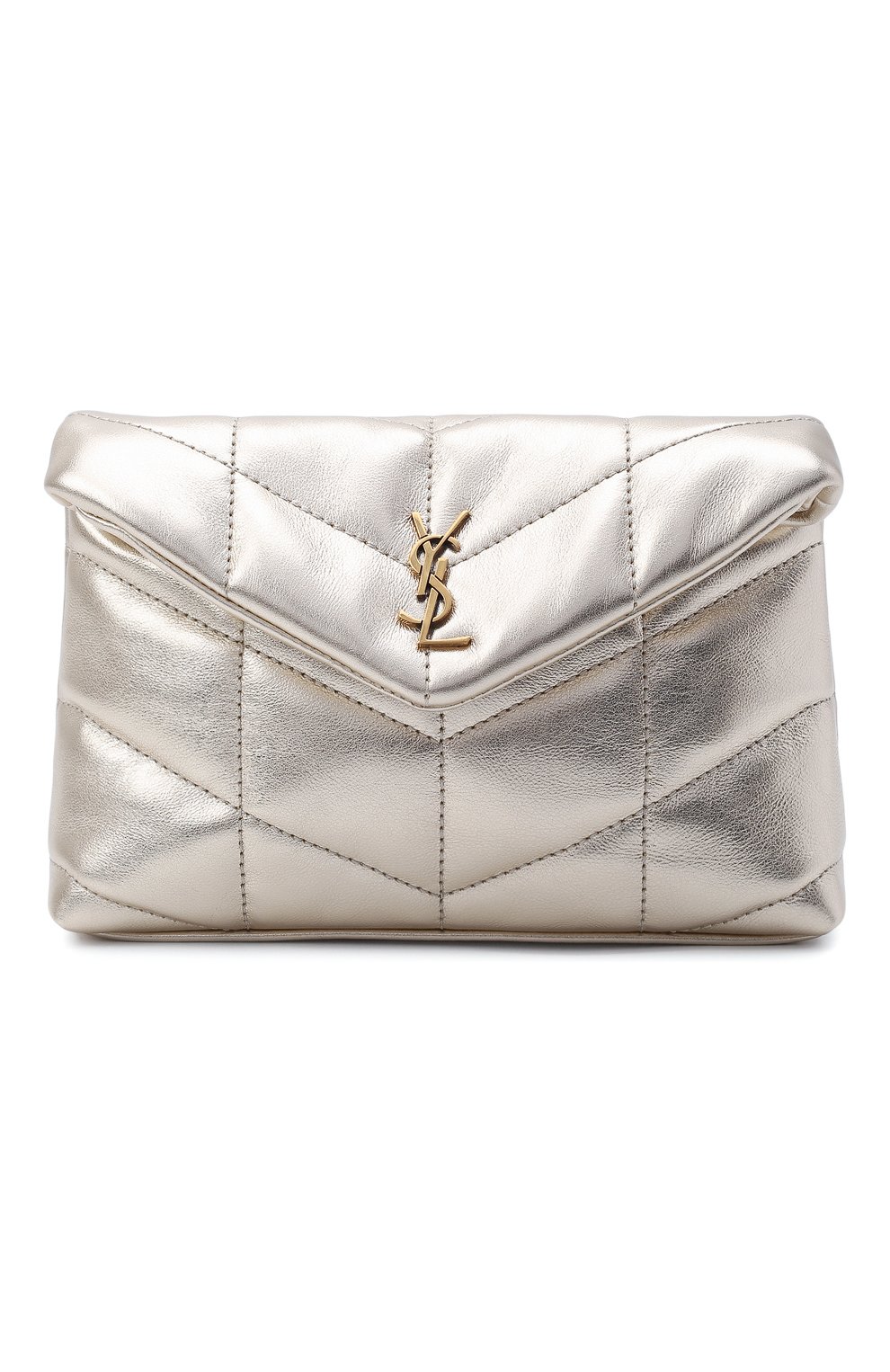 Женский клатч puffer small с футляром для кредитных карт SAINT LAURENT золотого цвета, арт. 650880/AAAA1 | Фото 1 (Женское Кросс-КТ: Вечерняя сумка, Клатч-клатчи; Сумки: Сумки; Материал: Натуральная кожа; Размер: small)