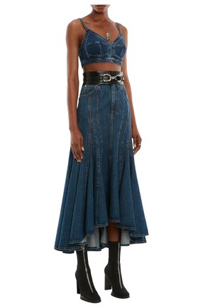 Женская джинсовая юбка ALEXANDER MCQUEEN синего цвета по цене 94450 руб., арт. 687394/QMABP | Фото 2 Женская джинсовая юбка ALEXANDER MCQUEEN синего цвета, арт. 687394/QMABP | Фото 2 (Материал внешний: Хлопок; Женское Кросс-КТ: Юбка-одежда; Кросс-КТ: Деним; Длина Ж (юбки, платья, шорты): Миди; Стили: Гранж)