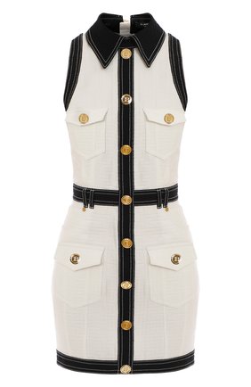 Женское джинсовое платье BALMAIN кремвого цвета по цене 182500 руб., арт. XF1R5420/DB57 | Фото 1 Женское джинсовое платье BALMAIN кремвого цвета, арт. XF1R5420/DB57 | Фото 1 (Материал внешний: Хлопок; Женское Кросс-КТ: Платье-одежда; Длина Ж (юбки, платья, шорты): Мини; Случай: Коктейльный; Стили: Гламурный)