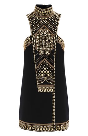 Женское платье из вискозы BALMAIN черного цвета по цене 386000 руб., арт. XF1R5460/PB03 | Фото 1 Женское платье из вискозы BALMAIN черного цвета, арт. XF1R5460/PB03 | Фото 1 (Материал внешний: Вискоза; Женское Кросс-КТ: Платье-одежда; Длина Ж (юбки, платья, шорты): Мини; Случай: Коктейльный; Стили: Гламурный)