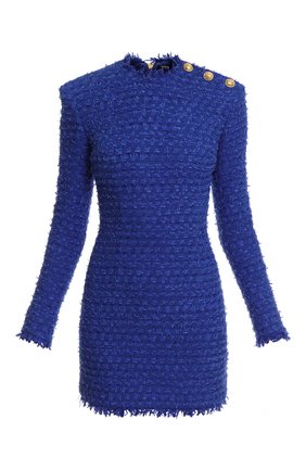 Женское платье BALMAIN синего цвета по цене 173000 руб., арт. XF1R8000/CB76 | Фото 1 Женское платье BALMAIN синего цвета, арт. XF1R8000/CB76 | Фото 1 (Материал внешний: Хлопок; Женское Кросс-КТ: Платье-одежда; Рукава: Длинные; Длина Ж (юбки, платья, шорты): Мини; Случай: Коктейльный; Стили: Гламурный)