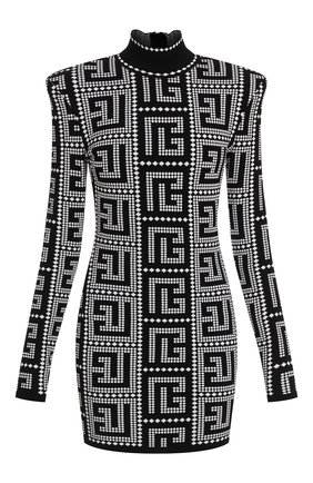 Женское платье из вискозы BALMAIN черно-белого цвета по цене 182500 руб., арт. XF1R8241/KB08 | Фото 1 Женское платье из вискозы BALMAIN черно-белого цвета, арт. XF1R8241/KB08 | Фото 1 (Материал внешний: Вискоза; Женское Кросс-КТ: Платье-одежда; Рукава: Длинные; Длина Ж (юбки, платья, шорты): Мини; Случай: Коктейльный; Стили: Гламурный)