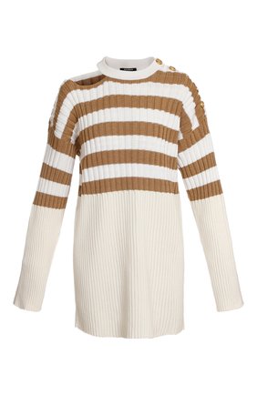 Женское платье из вискозы BALMAIN кремвого цвета по цене 173000 руб., арт. XF1RF020/KB20 | Фото 1 Женское платье из вискозы BALMAIN кремвого цвета, арт. XF1RF020/KB20 | Фото 1 (Материал внешний: Вискоза; Женское Кросс-КТ: Платье-одежда; Рукава: Длинные; Длина Ж (юбки, платья, шорты): Мини; Случай: Повседневный; Стили: Кэжуэл)