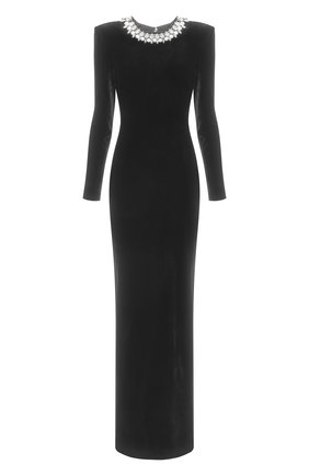 Женское платье из вискозы и шелка BALMAIN черного цвета по цене 289000 руб., арт. XF1RR180/PB00 | Фото 1 Женское платье из вискозы и шелка BALMAIN черного цвета, арт. XF1RR180/PB00 | Фото 1 (Материал внешний: Вискоза; Женское Кросс-КТ: Платье-одежда; Рукава: Длинные; Длина Ж (юбки, платья, шорты): Макси; Случай: Вечерний; Стили: Романтичный)