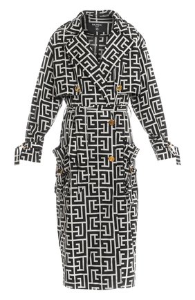 Женский тренч BALMAIN черно-белого цвета по цене 221500 руб., арт. XF1TL030/XB33 | Фото 1 Женский тренч BALMAIN черно-белого цвета, арт. XF1TL030/XB33 | Фото 1 (Материал внешний: Синтетический материал; Рукава: Длинные; Длина (верхняя одежда): До колена; Стили: Романтичный)