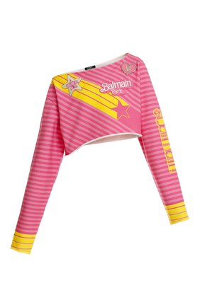 Женский хлопковый топ BALMAIN розового цвета по цене 66800 руб., арт. XF2AO080/04GB | Фото 1 Женский хлопковый топ BALMAIN розового цвета, арт. XF2AO080/04GB | Фото 1 (Материал внешний: Хлопок; Рукава: Длинные; Длина (для топов): Укороченные; Стили: Спорт-шик)