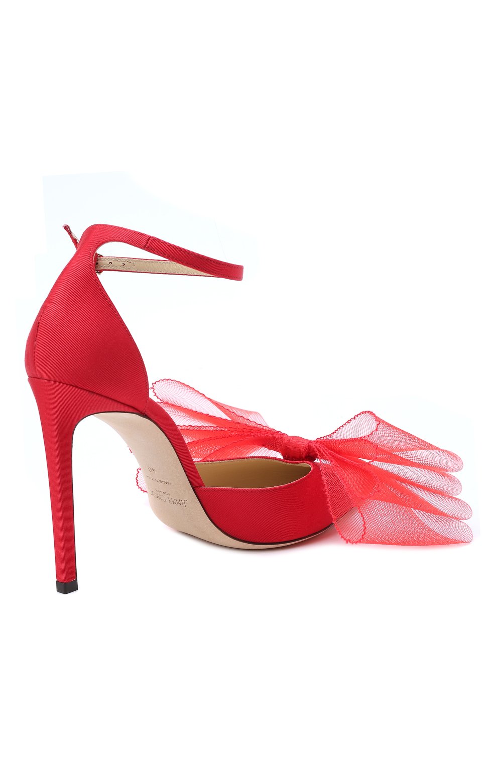 Женские текстильные туфли averly 100 JIMMY CHOO красного цвета, арт. AVERLY 100/YMG | Фото 5 (Материал внешний: Текстиль; Каблук высота: Высокий; Материал внутренний: Натуральная кожа; Каблук тип: Шпилька; Подошва: Плоская)