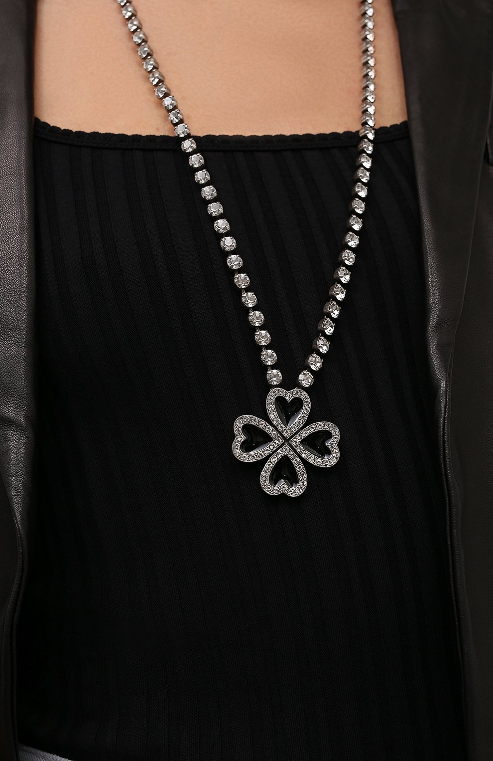 Женское колье SAINT LAURENT черного цвета по цене 0 руб., арт. 671349/Y15V1 | Фото 2 Женское колье SAINT LAURENT черного цвета, арт. 671349/Y15V1 | Фото 2 (Материал: Металл)