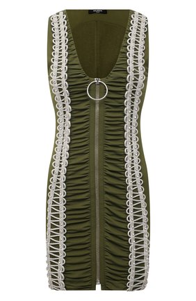 Женское платье из вискозы BALMAIN хаки цвета по цене 318000 руб., арт. WF0R5280/P100 | Фото 1 Женское платье из вискозы BALMAIN хаки цвета, арт. WF0R5280/P100 | Фото 1 (Материал внешний: Вискоза; Материал подклада: Вискоза; Длина Ж (юбки, платья, шорты): Мини; Женское Кросс-КТ: Платье-одежда; Стили: Милитари; Случай: Повседневный; Одежда: Одежда)