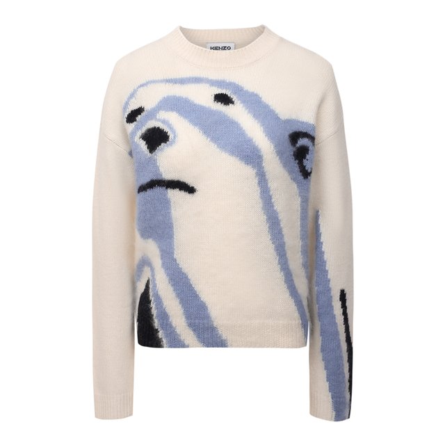 Шерстяной пуловер Polar Bear Kenzo Кремовый FB62PU6453SF 5606433