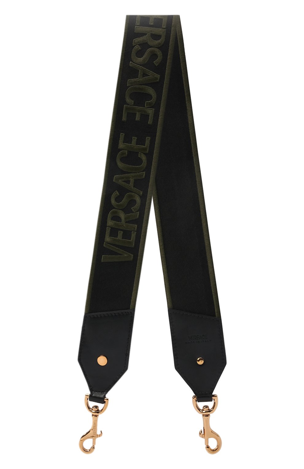 Женские ремень для сумки VERSACE хаки цвета, арт. 1002615/1A01924 | Фото 1 (Кросс-КТ: ремень-сумка; Материал: Текстиль)
