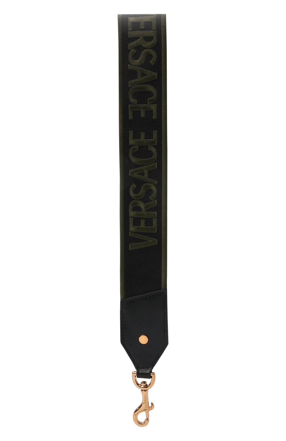 Женские ремень для сумки VERSACE хаки цвета по цене 42750 руб., арт. 1002615/1A01924 | Фото 2 Женские ремень для сумки VERSACE хаки цвета, арт. 1002615/1A01924 | Фото 2 (Кросс-КТ: ремень-сумка; Материал: Текстиль)