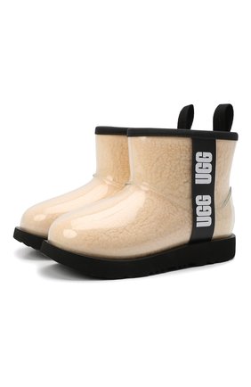 Детские угги classic clear mini ii UGG черно-белого цвета по цене 13900 руб., арт. 1112386K_NBLC | Фото 1 Детские угги classic clear mini ii UGG черно-белого цвета, арт. 1112386K_NBLC | Фото 1 (Материал утеплителя: Шерсть, Натуральный мех; Материал внешний: Замша)