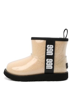 Детские угги classic clear mini ii UGG черно-белого цвета по цене 13900 руб., арт. 1112386K_NBLC | Фото 2 Детские угги classic clear mini ii UGG черно-белого цвета, арт. 1112386K_NBLC | Фото 2 (Материал утеплителя: Шерсть, Натуральный мех; Материал внешний: Замша)