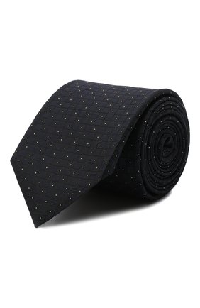 Мужской шелковый галстук BOSS темно-синего цвета, арт. 50466818 | Фото 1 (Материал: Текстиль, Шелк; Принт: С принтом)