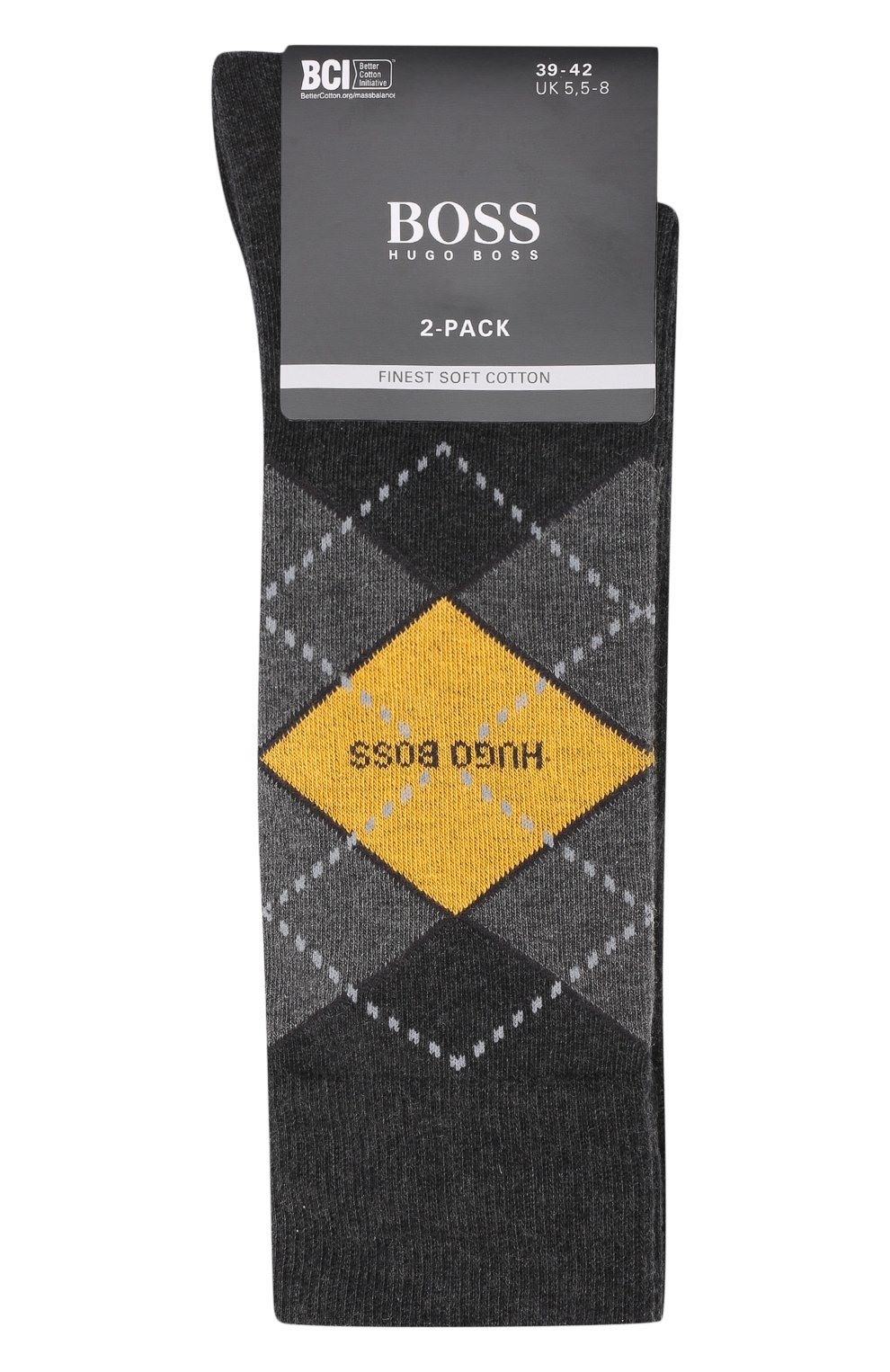Мужские комплект из двух пар носков BOSS серого цвета, арт. 50457776 | Фото 1 (Кросс-КТ: бельё; Материал внешний: Хлопок)