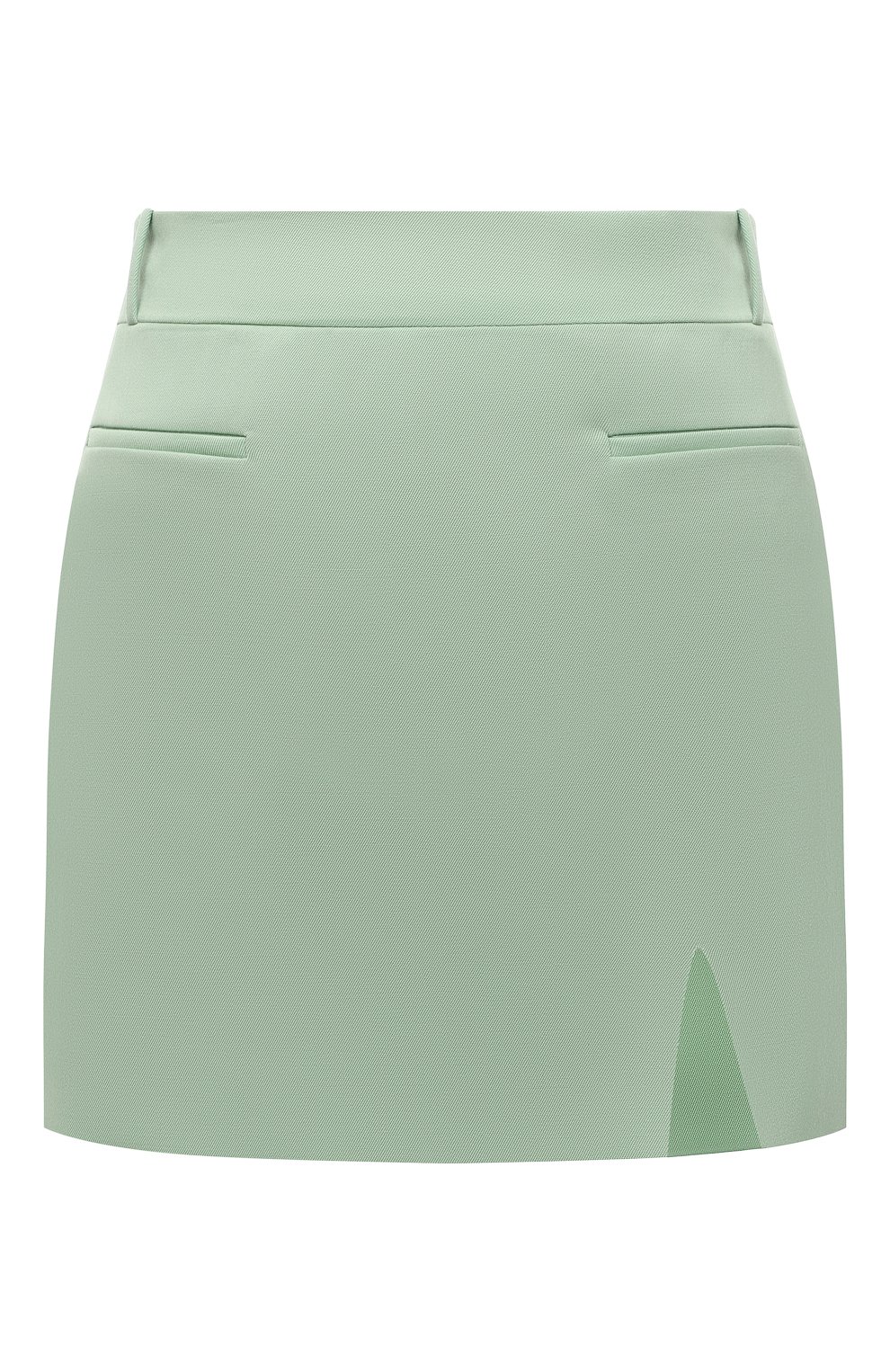 Женская юбка THE ATTICO зеленого цвета, арт. 221WCS63/W027 | Фото 1 (Стили: Гламурный; Длина Ж (юбки, платья, шорты): Мини; Материал внешний: Синтетический материал; Женское Кросс-КТ: Юбка-одежда; Материал подклада: Купро)