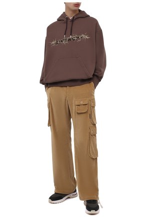 Мужские брюки-карго из хлопка и шерсти PALM ANGELS бежевого цвета, арт. PMCF011F21FAB0036010 | Фото 2 (Материал внешний: Хлопок; Длина (брюки, джинсы): Стандартные; Силуэт М (брюки): Карго; Случай: Повседневный; Стили: Спорт-шик)
