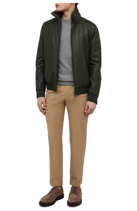 Мужской кожаный бомбер ZILLI SPORT зеленого цвета по цене 783000 руб., арт. MAW-0091P-JACKE/0001 | Фото 2 Мужской кожаный бомбер ZILLI SPORT зеленого цвета, арт. MAW-0091P-JACKE/0001 | Фото 2 (Длина (верхняя одежда): Короткие; Рукава: Длинные; Материал утеплителя: Шерсть; Мужское Кросс-КТ: Кожа и замша, утепленные куртки; Кросс-КТ: Куртка; Стили: Кэжуэл; Принт: Без принта; Материал внешний: Натуральная кожа)