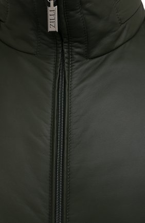 Мужской кожаный бомбер ZILLI SPORT зеленого цвета, арт. MAW-0091P-JACKE/0001 | Фото 5 (Кросс-КТ: Куртка; Материал утеплителя: Шерсть; Рукава: Длинные; Принт: Без принта; Мужское Кросс-КТ: утепленные куртки, Кожа и замша; Материал внешний: Натуральная кожа; Длина (верхняя одежда): Короткие; Стили: Кэжуэл)