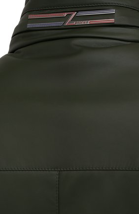 Мужской кожаный бомбер ZILLI SPORT зеленого цвета, арт. MAW-0091P-JACKE/0001 | Фото 6 (Кросс-КТ: Куртка; Материал утеплителя: Шерсть; Рукава: Длинные; Принт: Без принта; Мужское Кросс-КТ: утепленные куртки, Кожа и замша; Материал внешний: Натуральная кожа; Длина (верхняя одежда): Короткие; Стили: Кэжуэл)