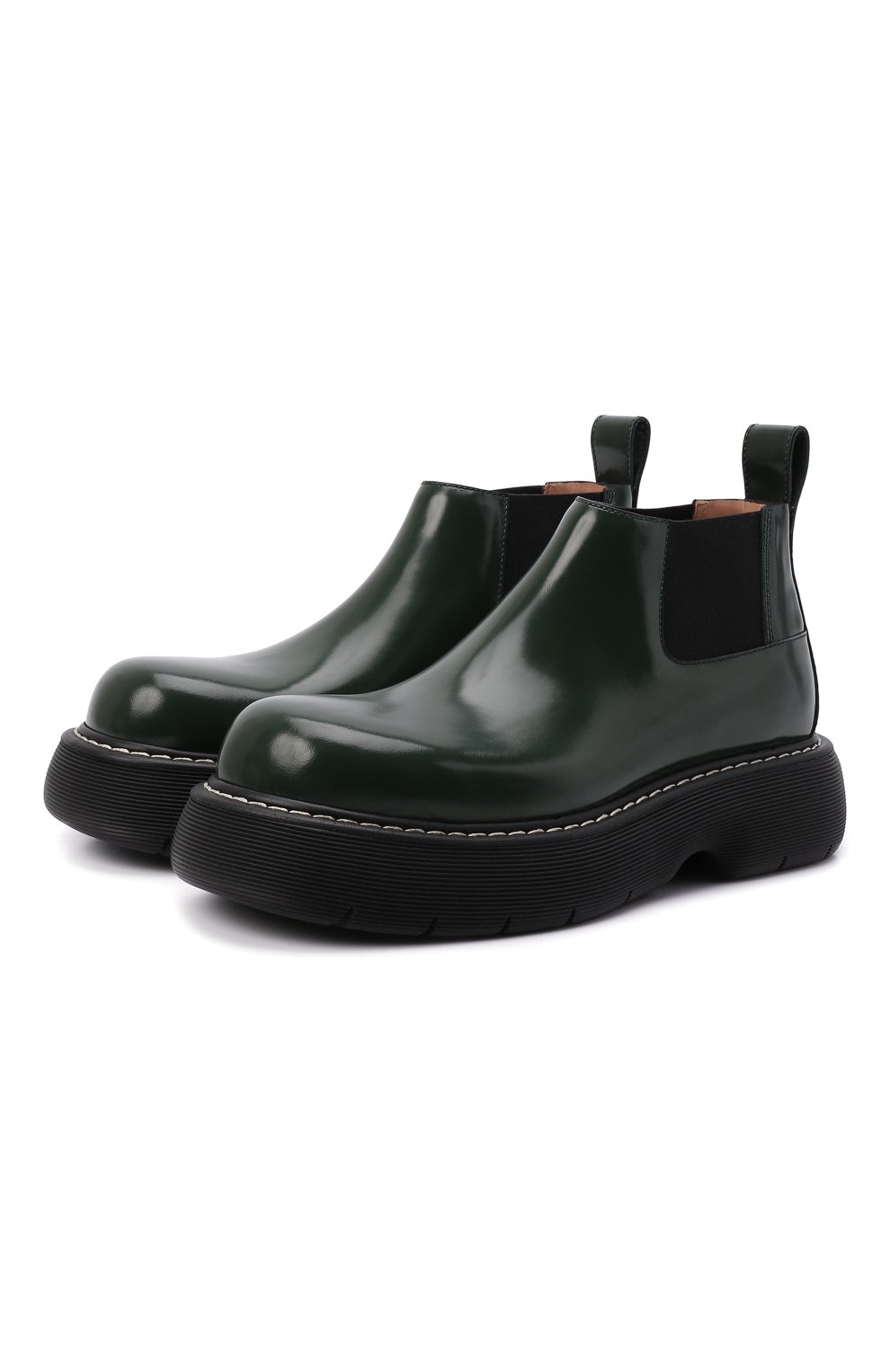 Мужские кожаные челси BOTTEGA VENETA темно-зеленого цвета, арт. 679499/V10T0 | Фото 1 (Каблук высота: Высокий; Материал внешний: Кожа; Материал внутренний: Натуральная кожа; Материал утеплителя: Без утеплителя; Подошва: Массивная; Мужское Кросс-КТ: Сапоги-обувь, Челси-обувь; высота каблука: 5,3; Длина стельки: 28,5, 30,4)