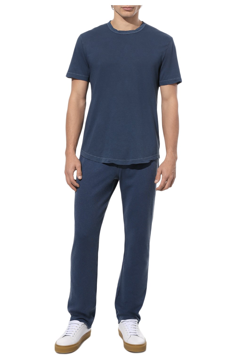 Мужская хлопковая футболка JAMES PERSE темно-синего цвета, арт. MKJ3360 | Фото 2 (Принт: Без принта; Рукава: Короткие; Длина (для топов): Стандартные; Материал внешний: Хлопок; Стили: Кэжуэл)