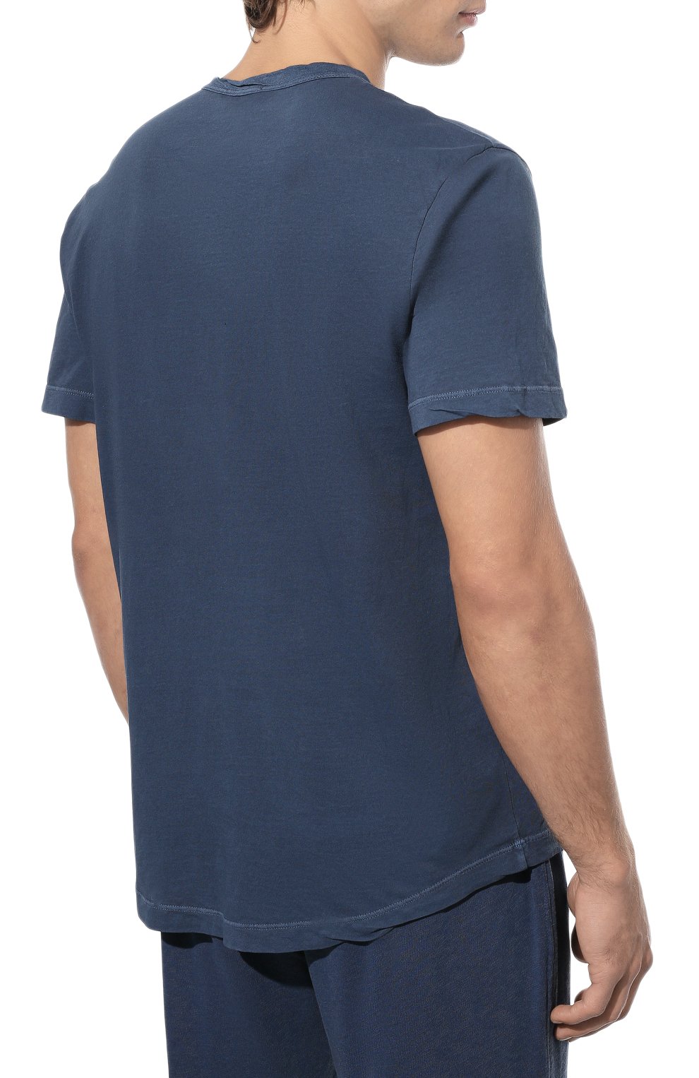 Мужская хлопковая футболка JAMES PERSE темно-синего цвета, арт. MKJ3360 | Фото 4 (Принт: Без принта; Рукава: Короткие; Длина (для топов): Стандартные; Материал внешний: Хлопок; Стили: Кэжуэл)