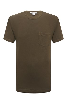Мужская хлопковая футболка JAMES PERSE хаки цвета, арт. MLJ3282 | Фото 1 (Материал внешний: Хлопок; Рукава: Короткие; Длина (для топов): Стандартные; Принт: Без принта; Стили: Кэжуэл, Милитари)