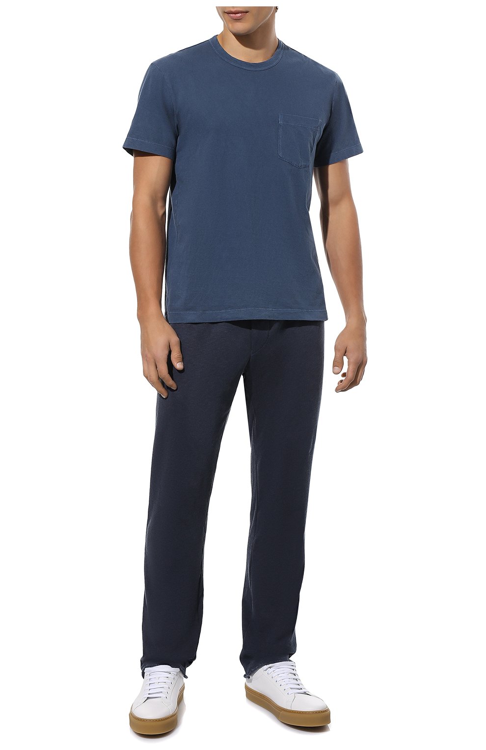 Мужские хлопковые брюки JAMES PERSE синего цвета, арт. MXA1352 | Фото 2 (Длина (брюки, джинсы): Стандартные; Случай: Повседневный; Материал внешний: Хлопок; Стили: Спорт-шик)
